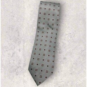 ERMENEGILDO ZEGNA Silk Tie ITALY Gray Brown Geometric W:3.5" EUC